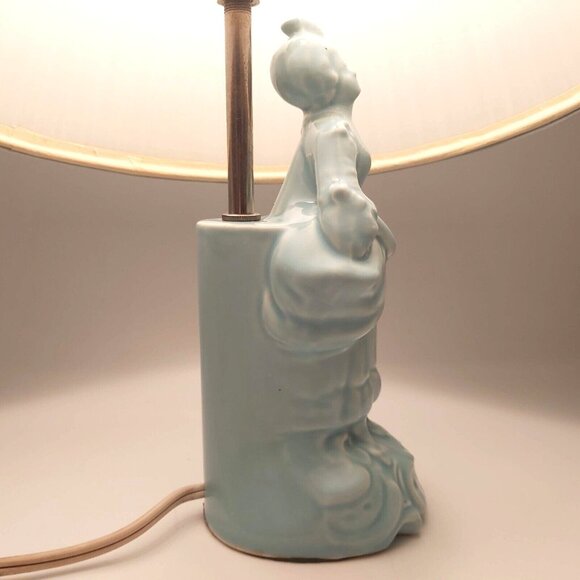 Bridgerton Lady Dressed in 1770s French Courtly Fashion - Ceramic Lamp Turquoise - Picture 5 of 7
